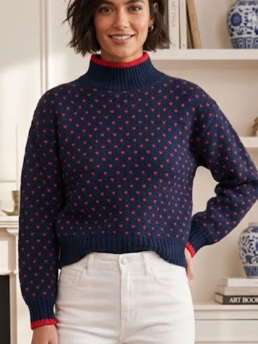 Vintage Red & Blue Heart Club Sportif De Paris Sweater Size Small